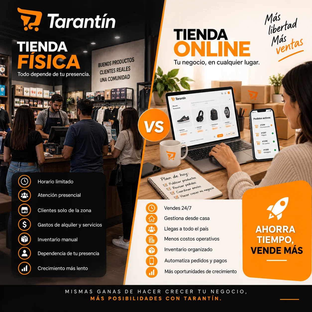Tienda online vs tienda física: cuánto tiempo puedes ahorrar al vender en el mundo digital