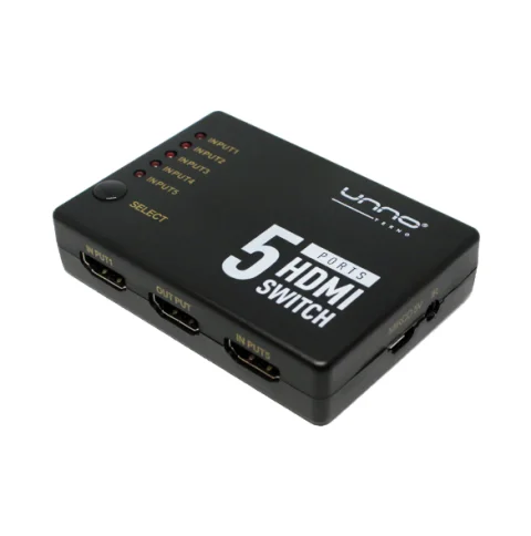 SWITCH HDMI 1 X 5 5 ENTRADAS 1 SALIDA UNNO TEKNO HB1203BK