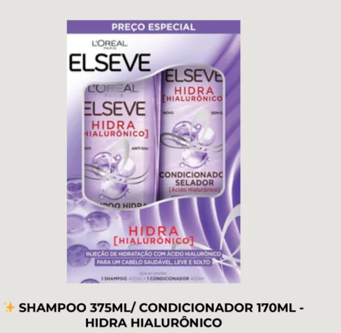 Kit L'Oréal Paris Elseve Hidra Hialurónico - Shampoo 400ml + Acondicionador 400ml
