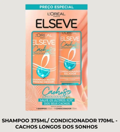 Kit L'Oréal Paris Elseve Rizos Largos de tus Sueños - Shampoo 375ml + Acondicionador 170ml