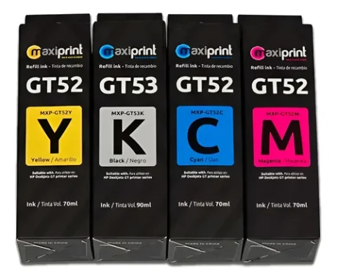 KIT DE TINTA MAXIPRINT GT52/53 YELLOW/CYAN/ MAGENTA /BLACK 1