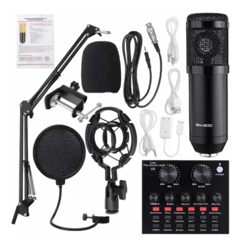 MICROFONO PROFESIONAL CON CONDENSADOR E INTERFAZ V8 BM-800 1