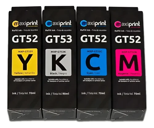 KIT DE TINTA MAXIPRINT GT52/53 YELLOW/CYAN/ MAGENTA /BLACK
