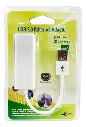 ADAPTADOR USB 2.0 A LAN RJ45 10/100 MBPS CAJA VERDE