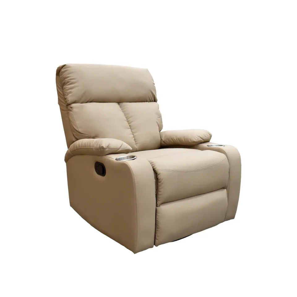 POLTRONA RECLINABLE MESEDORA + GIRATORIA CREMA