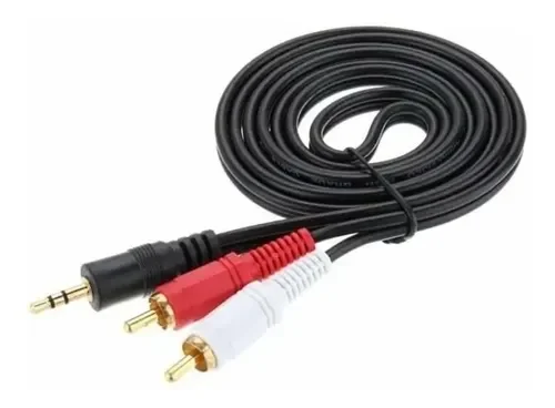 CABLE 2RCA PLUS AUDIO 3.5MM 3 METROS PUNTA DORADA