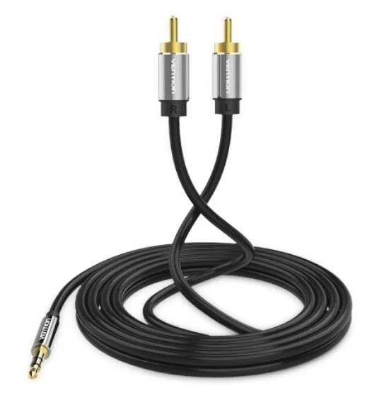 CABLE 2RCA PLUS AUDIO 3.5MM 1.5 METROS PUNTA DORADA
