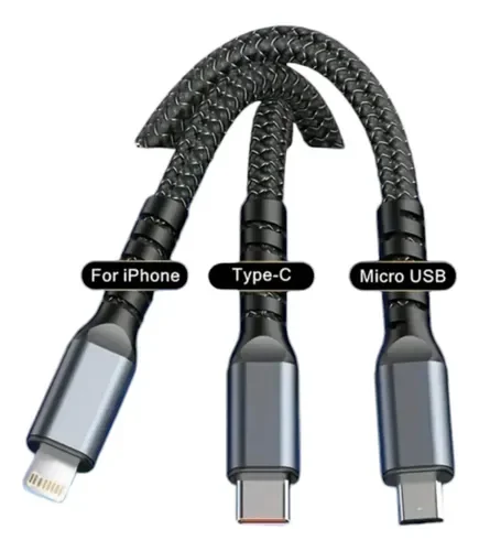 CABLE DE CARGA 3 EN 1 100W 2MT C/INDICADOR