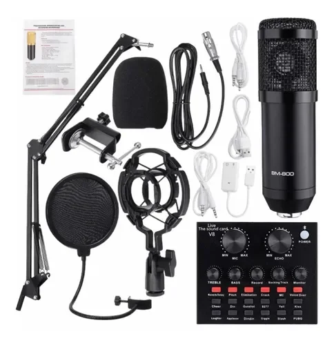 MICROFONO PROFESIONAL CON CONDENSADOR E INTERFAZ V8 BM-800