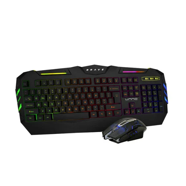 TECLADO + MOUSE USB UNNO TEKNO GAMING BRAVE KB6782BK
