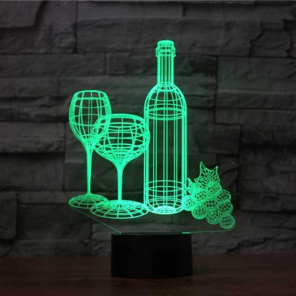 LAMPARA CREATIVE 3D BOTELLA DE VINO
