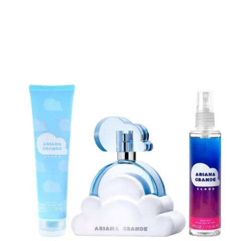 SET ARIANA GRANDE CLOUD CONTIENE PERFUME 100ml +SPLASH de 100ml +CREMA CORPORAL