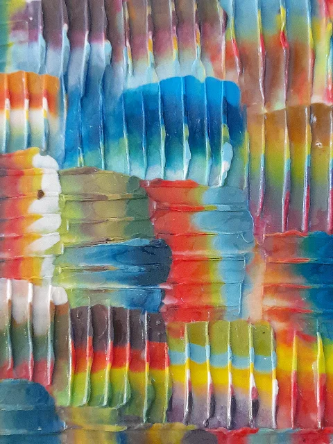 Mosaico Polícromo en Plastilina sobre Cartón Natural (Pieza Única)
