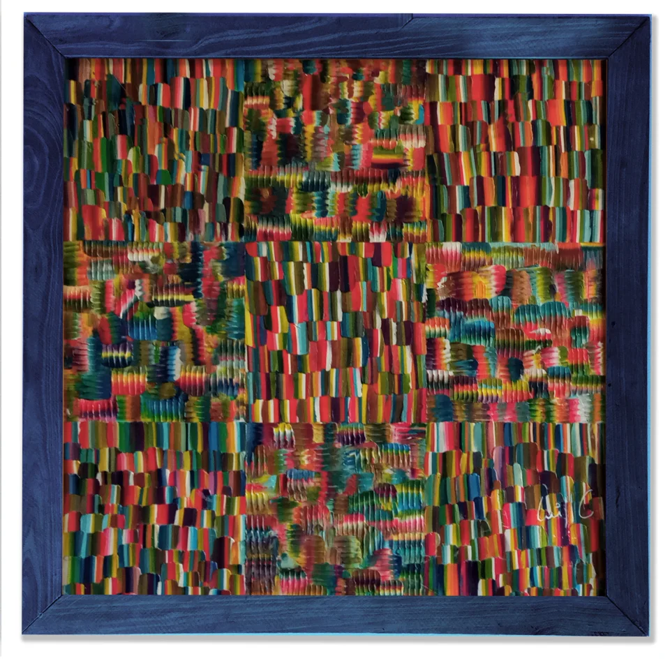 Mosaico Polícromo en Plastilina sobre Cartón Natural (Pieza Única)
