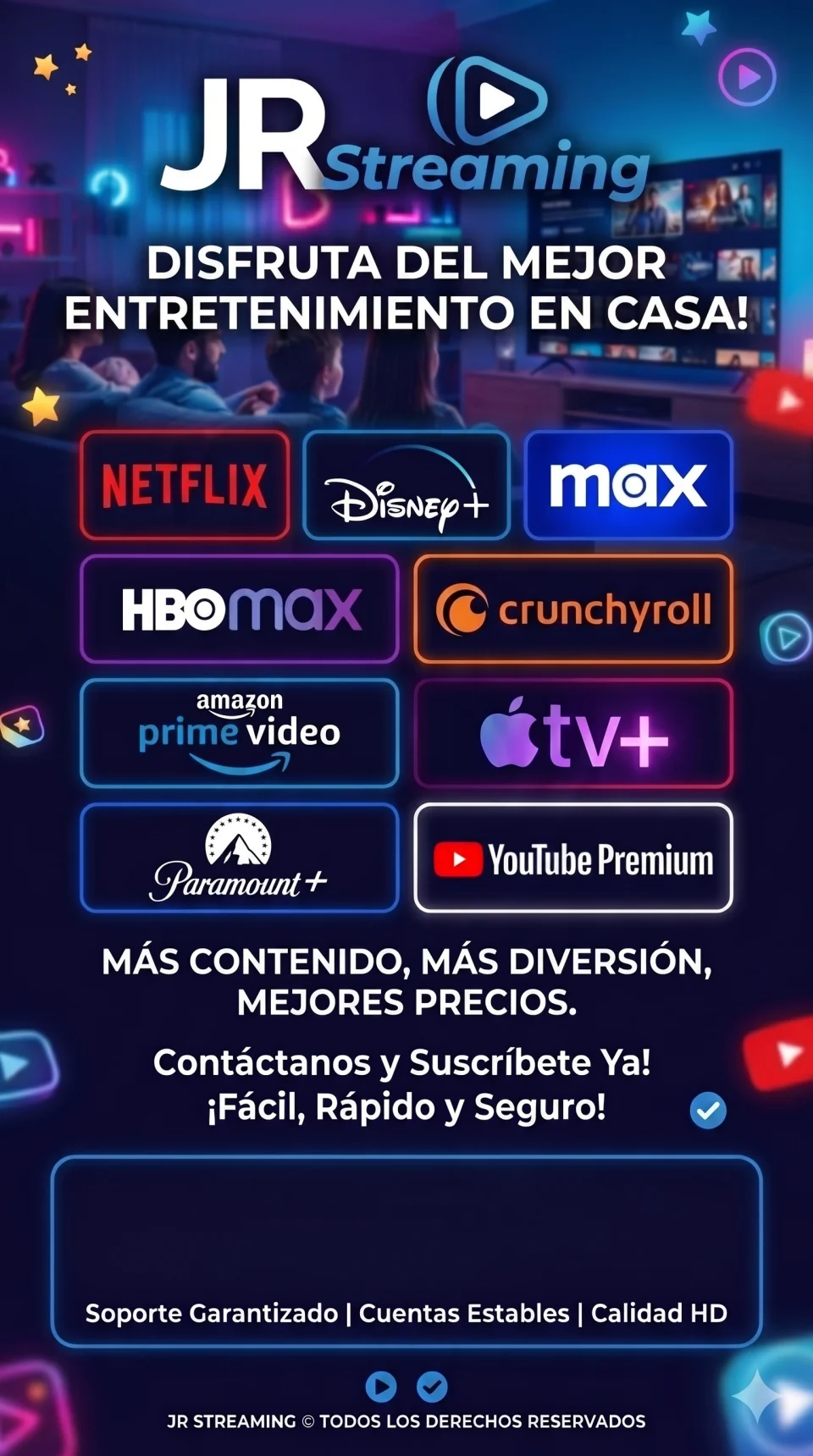 JR Streaming - Suscripción Mensual Digital Multidispositivo