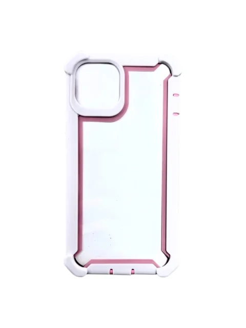 Case 360 Doble Capa Blanco con Borde Rosa IPhone 11