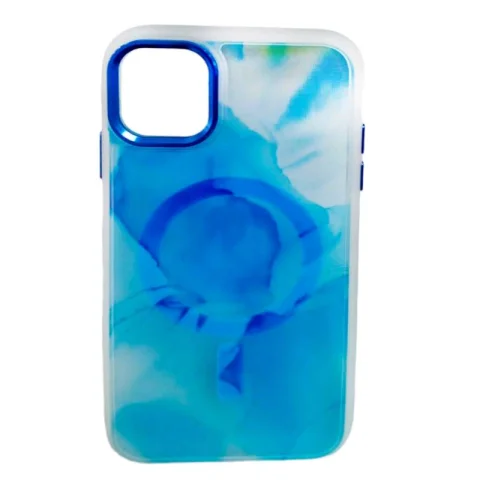 Forro Magsafe Acuarela azul Para iPhone 11