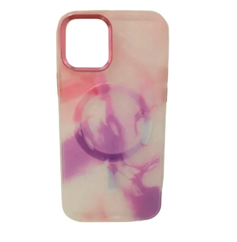 Forro Magsafe Acuarela Rosa Para iPhone 12 / 12 pro