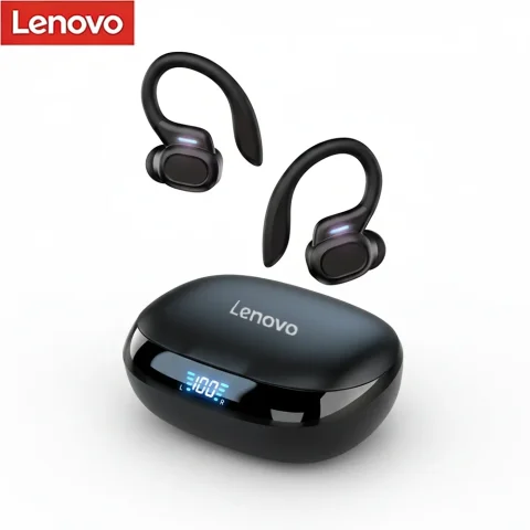Auriculares deportivos inalámbricos Lenovo BT 5.3 con gancho para la oreja, auriculares deportivos impermeables con ganchos para la oreja, auriculares internos para correr.