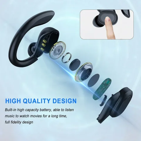Auriculares deportivos inalámbricos Lenovo BT 5.3 con gancho para la oreja, auriculares deportivos impermeables con ganchos para la oreja, auriculares internos para correr.