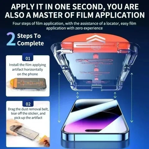 Protector de pantalla de fácil instalación sin polvo con revestimiento oleofóbico para iPhone 14 11 13 12 15 Pro Max Mini XS X XR 17 16 Plus de vidrio
