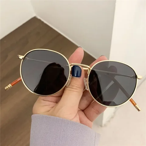 Gafas de sol redondas con montura de Metal, lentes de pesca, UV400, hombre y mujer