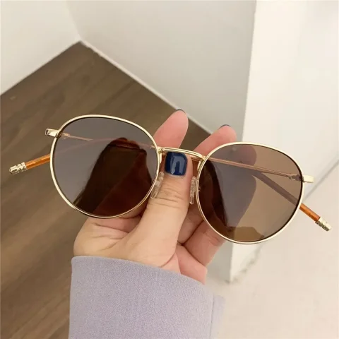 Gafas de sol redondas con montura de Metal, lentes de pesca, UV400, hombre y mujer