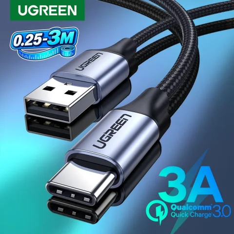 Cable USB C Tipo C UGREEN 3A para iPhone 18/17/16/15 Xiaomi Poco Samsung, Cable de Carga de 18W, Cable de Datos USB2.0, Carplay QC3.0, 0.25-3M