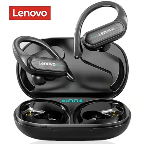 Lenovo A520 Auriculares inalámbricos Bluetooth, mini auriculares con control táctil, sonido estéreo HD, luz LED integrada, auriculares portátiles