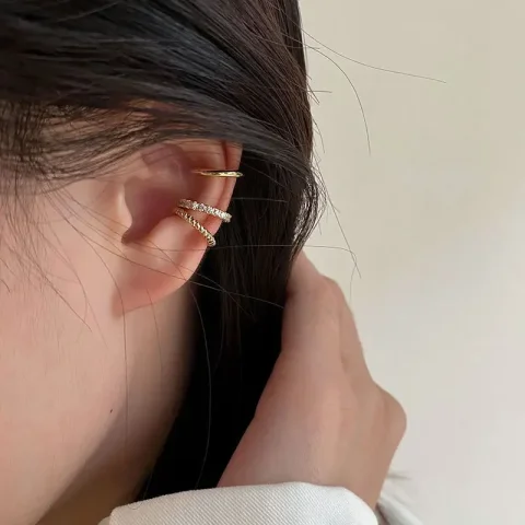 LATS Clips pendientes para mujer Unisex minimalista moda cartílago aro pendientes conjunto oreja manguito falso Piercing Clip en la oreja joyería 3