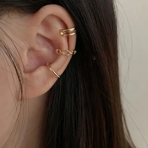 LATS Clips pendientes para mujer Unisex minimalista moda cartílago aro pendientes conjunto oreja manguito falso Piercing Clip en la oreja joyería 5
