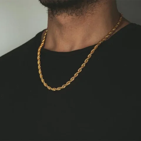 Vnox Collar de cadena cubana para hombre y mujer, gargantillas de cadena de eslabones curvos de acero inoxidable Punk básico, Collar de Metal sólido de Color dorado Vintage 4