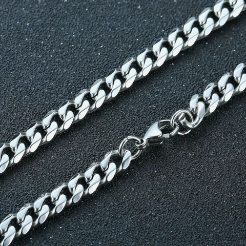 Vnox Collar de cadena cubana para hombre y mujer, gargantillas de cadena de eslabones curvos de acero inoxidable Punk básico, Collar de Metal sólido de Color dorado Vintage 5