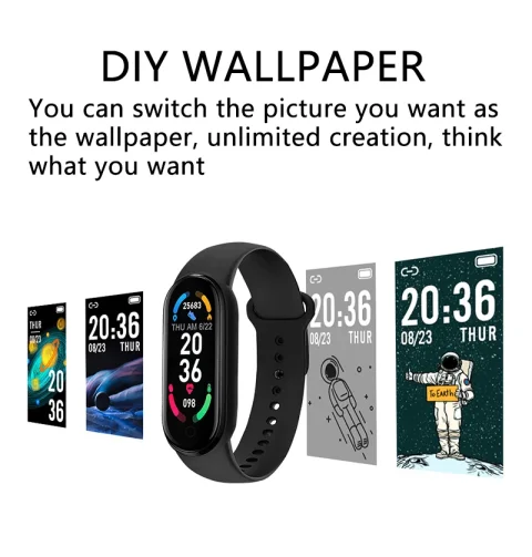 Reloj inteligente M6 para hombre y mujer, pulsera deportiva con Monitor de frecuencia cardíaca y presión arterial, resistente al agua, multifunción 4
