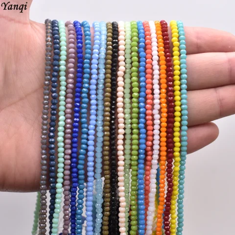 Yanqi-cuentas de cristal facetadas Rondell Austria, 2, 3 y 4mm, cuentas espaciadoras sueltas para la fabricación de joyas DIY 3