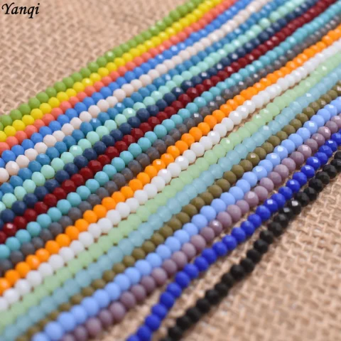Yanqi-cuentas de cristal facetadas Rondell Austria, 2, 3 y 4mm, cuentas espaciadoras sueltas para la fabricación de joyas DIY 5