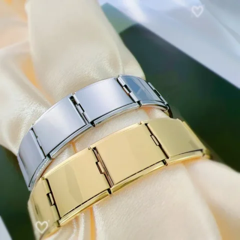 Pulsera elástica funcional de moda 2025, eslabones de abalorios italianos a granel modulares, pulsera apta, joyería de acero inoxidable al por mayor 4