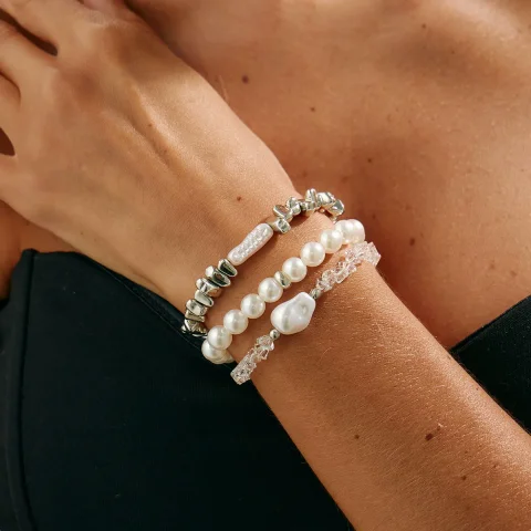 Pulseras de moda para mujer, nuevo Vintage, cuentas CCB irregulares, cadena de perlas de imitación, joyería, regalo de San Valentín B074 3
