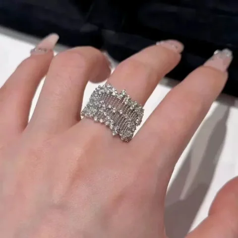 Anillo Elegante con Incrustaciones de Diamantes de Imitación y Encaje de Lujo, Joyería para Fiestas y Banquetes, Regalo para el Día de San Valentín 4