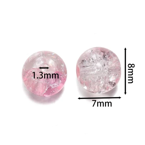 50/100 Uds. Cuentas de cristal craqueladas de 8mm cuentas espaciadoras sueltas para fabricación de joyería DIY pendientes hechos a mano pulseras collar Accesorios