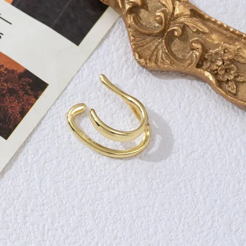 Nuevos Pendientes de Oreja Falsos Coreanos, Pendientes de Oreja de Doble Aro, Pendientes Falsos para Mujer y Hombre, Estilo Hiphop, Accesorios de Regalo 4