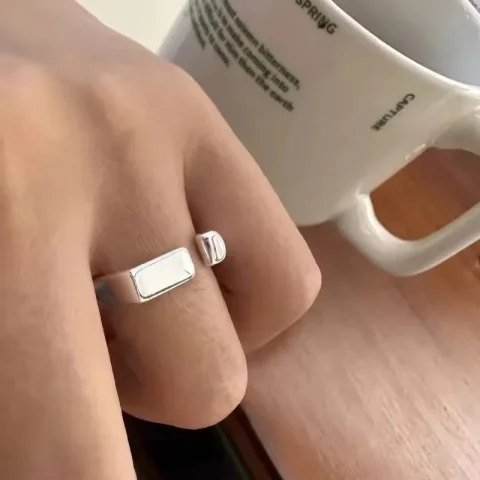 VENTFILLE 925 anillos de plata esterlina INS moda Hip Hop Vintage parejas líneas huecas Punk plata tailandesa joyería ajustable para fiesta 5