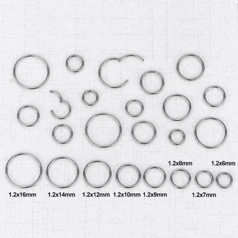 Anillo de nariz con bisagras de acero inoxidable 316L, cartílago de la oreja, Tragus, hélice, Piercing para labio, aro para la nariz, joyería para Piercing corporal, 1 ud. 5