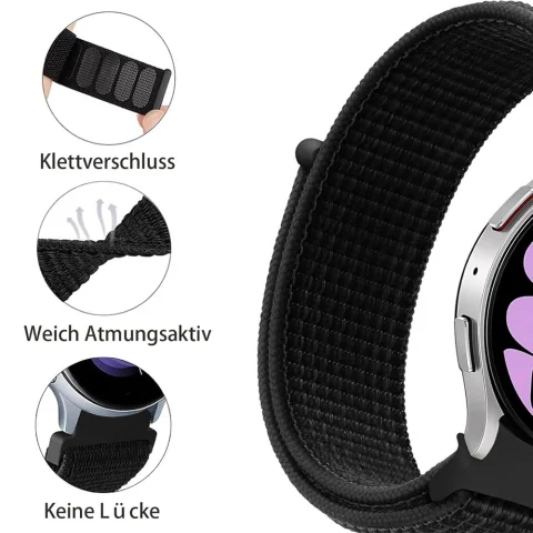Correa para Samsung Galaxy Watch 7/6/4/classic/5 pro 44mm 40mm muñeca sin huecos Nylon deporte loop correa pulsera Galaxy Watch 7 Correa 3