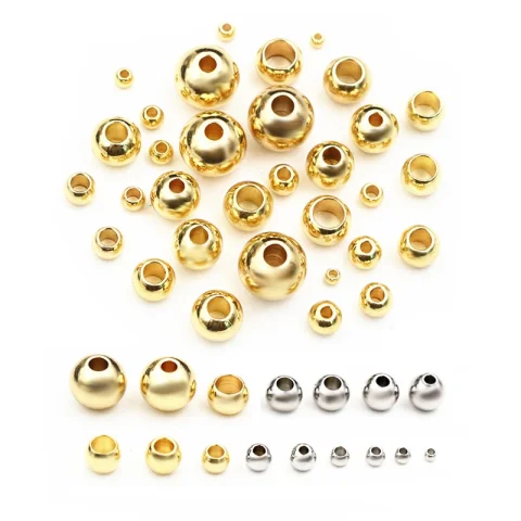 100 de 30 unidades de cuentas espaciadoras de Color dorado de acero inoxidable de 2-8mm de acero inoxidable, cuentas sueltas, cuentas DIY, cuentas para hacer joyas, encantos
