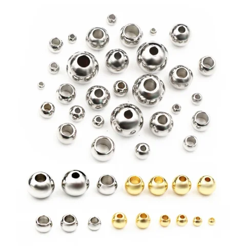 100 de 30 unidades de cuentas espaciadoras de Color dorado de acero inoxidable de 2-8mm de acero inoxidable, cuentas sueltas, cuentas DIY, cuentas para hacer joyas, encantos