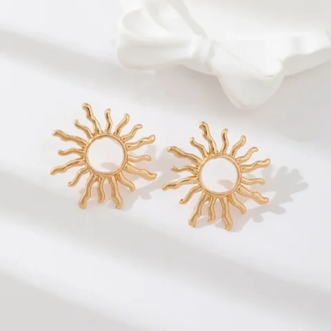 1 par de pendientes elegantes con forma de flor de sol para mujeres y niñas, pendientes versátiles, accesorios de joyería, regalos 4