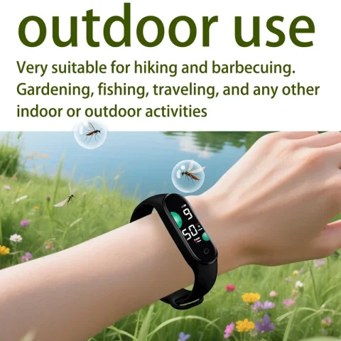 Nuevo reloj electrónico repelente de mosquitos de Lenovo y pulsera con pantalla digital, pulsera suave y ajustable para actividades en interiores y exteriores 4