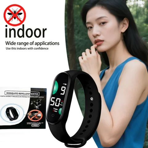 Nuevo reloj electrónico repelente de mosquitos de Lenovo y pulsera con pantalla digital, pulsera suave y ajustable para actividades en interiores y exteriores 5