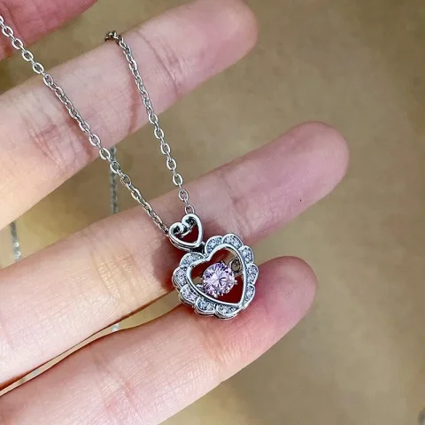 Collar coreano de moda con forma de corazón para mujer, colgante de circón de cristal, cadena hasta la clavícula, joyería de regalo de fiesta romántica elegante 4